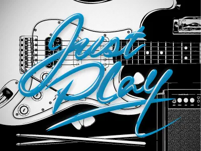 Just Play amp band custom drum drumstick fender font glow guitar harmonica just music pick play text type