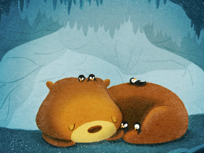 we like sleep animal animals bear cave cute illustration penguin sleep sleeping