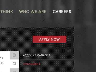 Apply Now apply careers clean nav pattern red texture ui ux