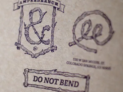 Amperbranch Stamps cardboard crest label logo mail package stamps texture wood