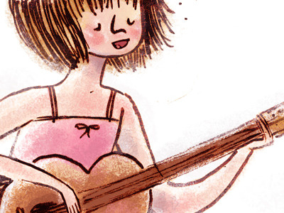 Summer Tunes digital girl guitar illustration kassandra heller music