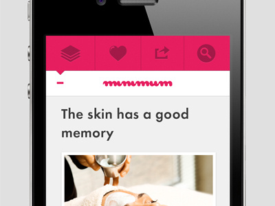 Article menu article clean extra interface iphone like magazine menu mobile pink search share