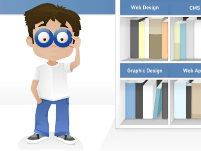 FB fun page header blue books boy character facebook geek glasses guy header jeans library person