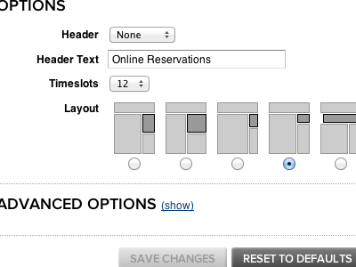 Layout Options admin icons interface layout options ui