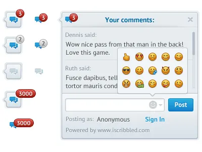 Little chat widget v2 badge badges chat clean comment comments emoticons widget