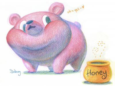 Oh!!!!!! bear character color pencil illustration