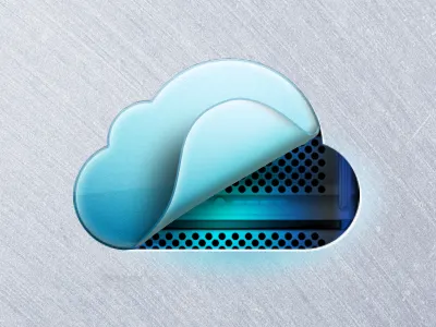Cloud brushed metal cloud curl fold icon server