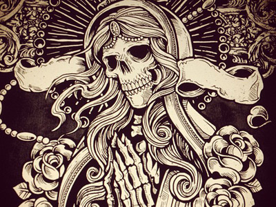 Crave: Feed Your Soul americana art castle crave cross derrick derrick castle design drawing graphic design illustration mother mary nashville nashvillemafia rosary roses skull straw castle tattoo