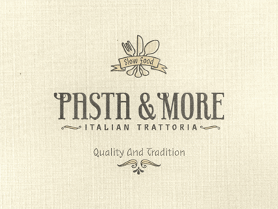 Pasta & More ... grungy label lettering logo type typo typography visual identity