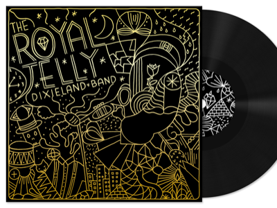 Royal Jelly EP Front Cover album art black ep gold illustration music screen print vinyl