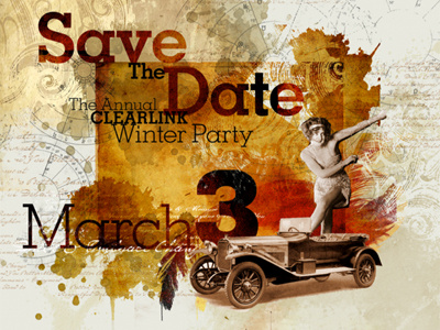 Save the Date collage design retro