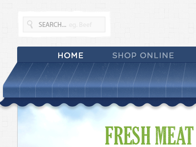 Butcher Shop blue clean design nav navigation texture typography ui web website white