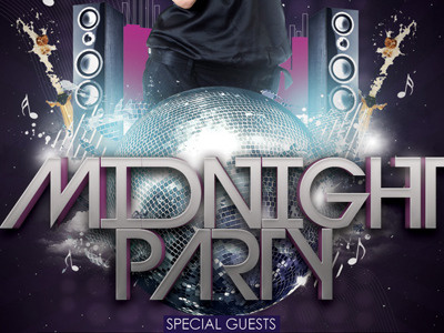 Midnight Party Poster/Flyer all best birthday black champagne cityscape clean club colorful deluxe discoball electro elegant fashion flyer house lights midnight night party pink poster professional purple sizes summer tehno vip