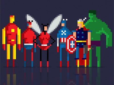 8-bit Avengers 8 bit america antman avengers capitain capitain america hulk incredible hulk ironman marvel thor wasp