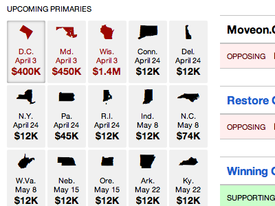 Upcoming Primaries gray grids helvetica inset box shadow