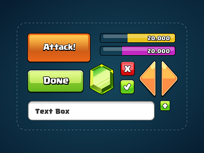 Clash of Clans Components 2025 button components design system game gaming gaming components gaming icons icon progress bar text field ui