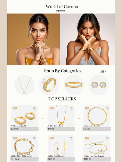 Golden Jewelry online shop branding design graphic design illustration logo ui website