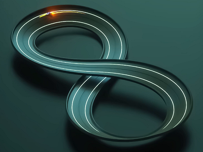 3D Infinity Loop 3d 3d art work 3d design 3d illustration 3d visual animation color creative design glowing lines illuminated track illustration infinity loop infinity symbol motion graphics motion render moving light teal background unique visual effects