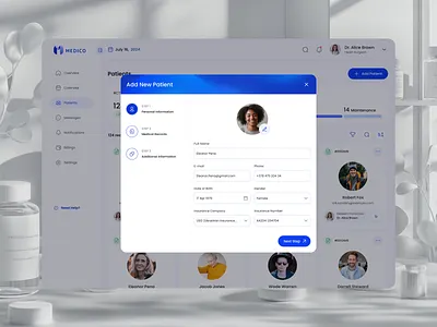 Design for Web Healthcare Management App app clean design healthcare inspiration list management minimal modal dialog patient list product telemedicine ui ux web web app