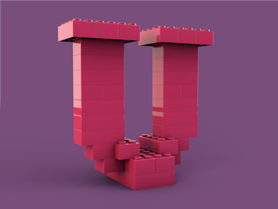 U 3d birthday c4d invite lego logo u