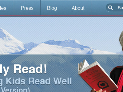 Nav Bar & Mountains blue crosshatch homepage mountain navigation red search stripes underline vantage path