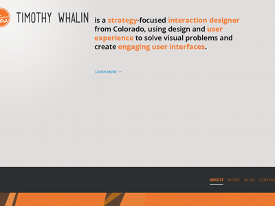 Personal Website Design Sneak Peek #1 orange personal web design