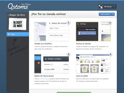 Welcome page blue button qstoms stores t shirts welcome page