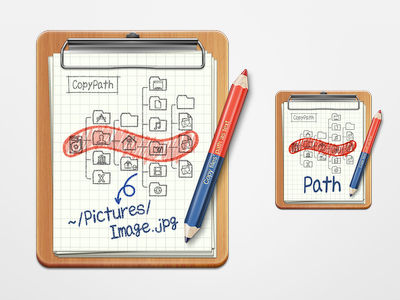 CopyPath icon clipboard file path icon pencil