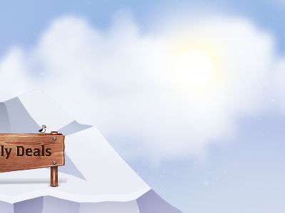 Iceberg #1 animal bird clouds graphic ice iceberg illustration jelly labs pinky von pout sky sun wood