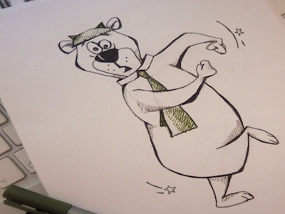 Dribbble52 apostol bear elena greta illustration ink iscariotteh pen sketch yogi