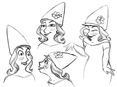 Gnome Character Sketches character design girl gnome illustration pencil sketch