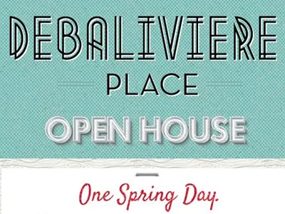 Debaliviere Neighborhood Open House Event flyer graphic design retro layout mint green texture typography