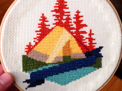 Camping Badge badge embroidery stitch