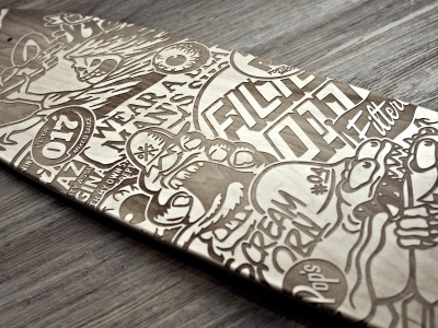 Filter017 CARVED SKATEBOARD-TRIBUTE TO JIM PHILLIPS brand graphic design logo skateboard typography