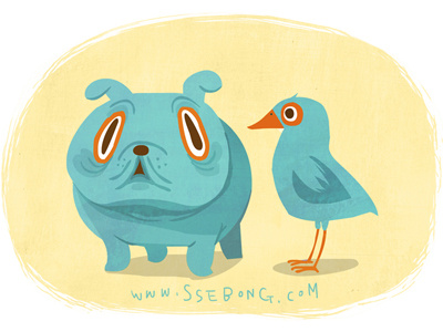 Dog & Bird bird character digital dog illustration