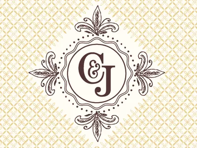 C&J pattern wedding invitation