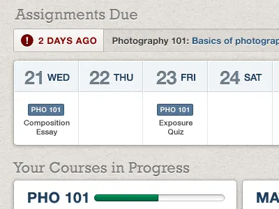 Landing Page calendar ui website