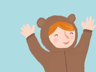 Dress up! bear illustration dressing up