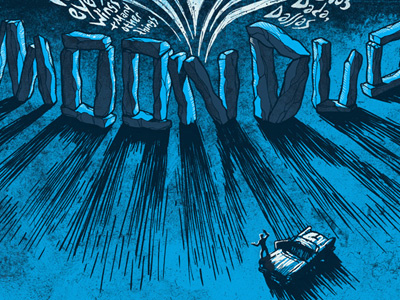 One night during a long drive... eyes wings many other things gigposter jason taylor moon duo parade of flesh psychic ills screenprint stonehenge thunderbird true widow