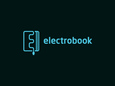 Electrobook blue book cable cyan design e electro logo pages usb