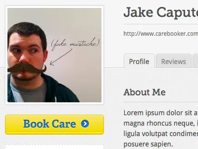 Profile Page for Pet Care Network avatar care pets social network