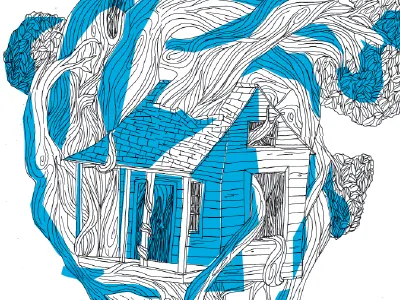 Death Cab for Cutie blue heart illustration music poster tree