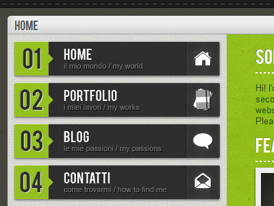 Menu for personal website buttons interface menu portfolio ui web design