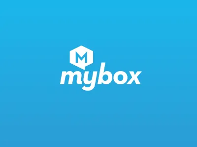 Mybox Logo blue branding logo design speech bubble