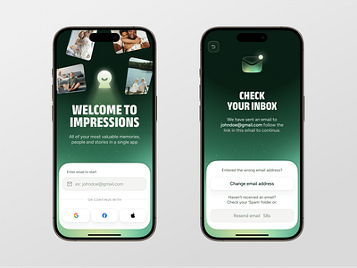 Social App / Welcome screen & Check your inbox app design interface mobile app uiux welcome screen
