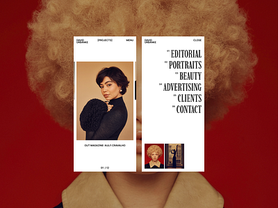 Photographer's Website — Mobile Version beauty celebrities clean creative design editorial fashion gallery grid menu minimal mobile model photographer portfolio portrait typography ui ux web