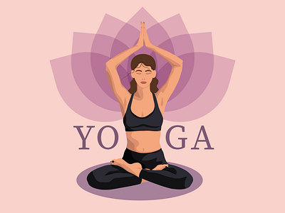 Poster with a girl in the lotus position for a yoga center. graphic design illustration poster vector yoga