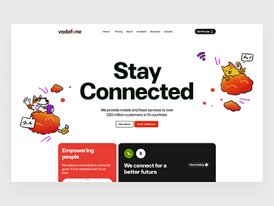 Vodafone: Hero animation app blockchain card connect crypto design finance fintech hero illustration illustrations landing renat renua sim site ui ux web