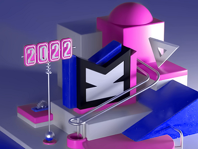 3D Geometric Composition 3d 3d animation 3d art 3d composition 3d cube 3d design 3d element 3d pyramid animation blue color palette colorful colorful animation creative dynamic geometric forms geometric object motion design pink visual effects