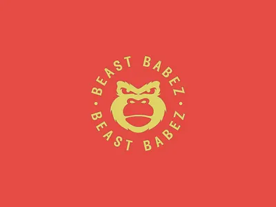 BEAST BABEZ Logo brand identity branding circular logo design design element gorilla logo graphic design logo logo design logo mark playful4 red background retro stylized text typography vintage visual visual identity yellow text